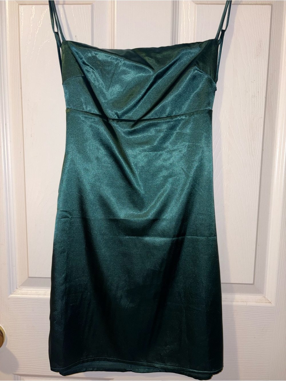 Lucy in the Sky Emerald Green Satin Slip Mini Dress